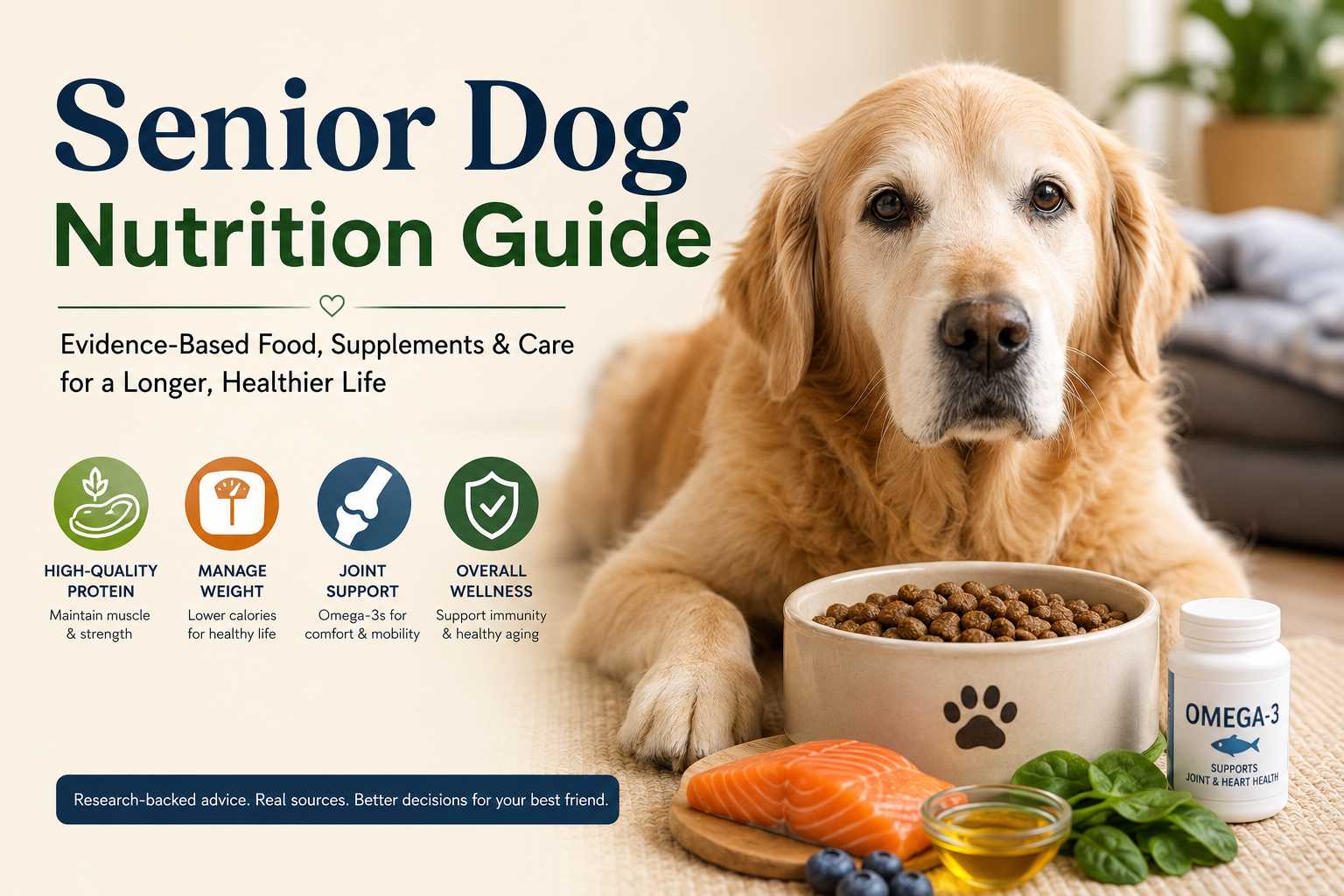 Young golden retriever puppy squatting on green grass outdoors, owner kneeling nearby with a treat